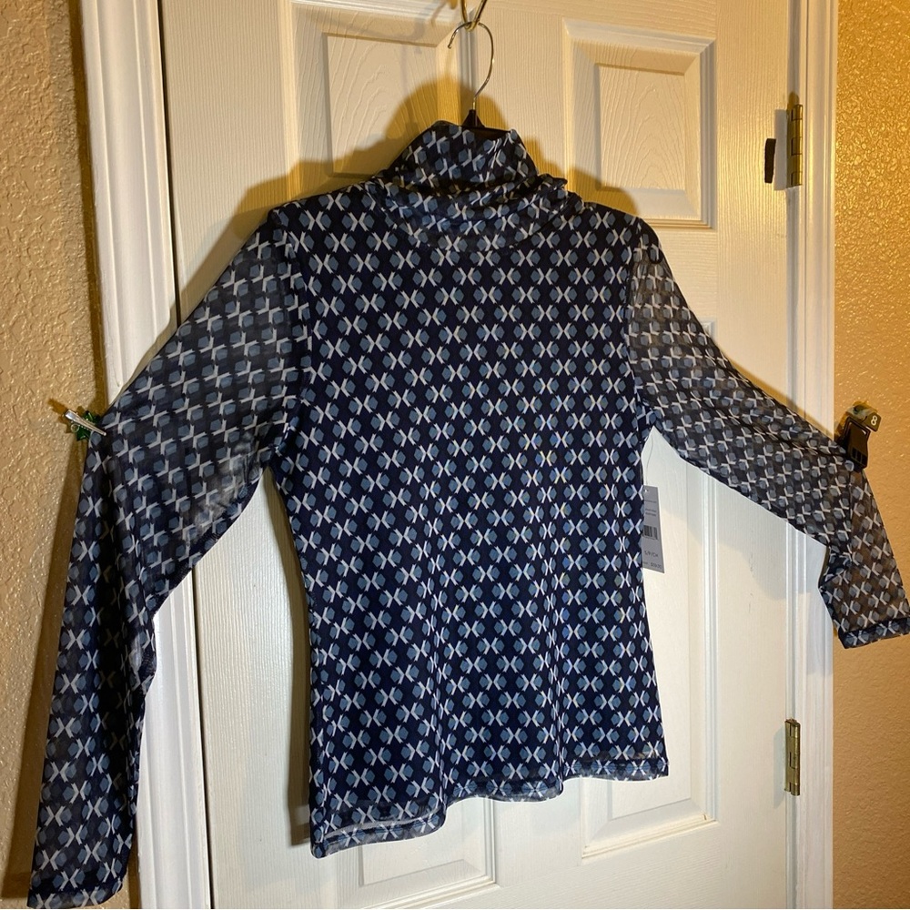 Rafaella Women SMALL Top Blouse Long Sleeve Shirt Geometric Abstract Fancy Flex